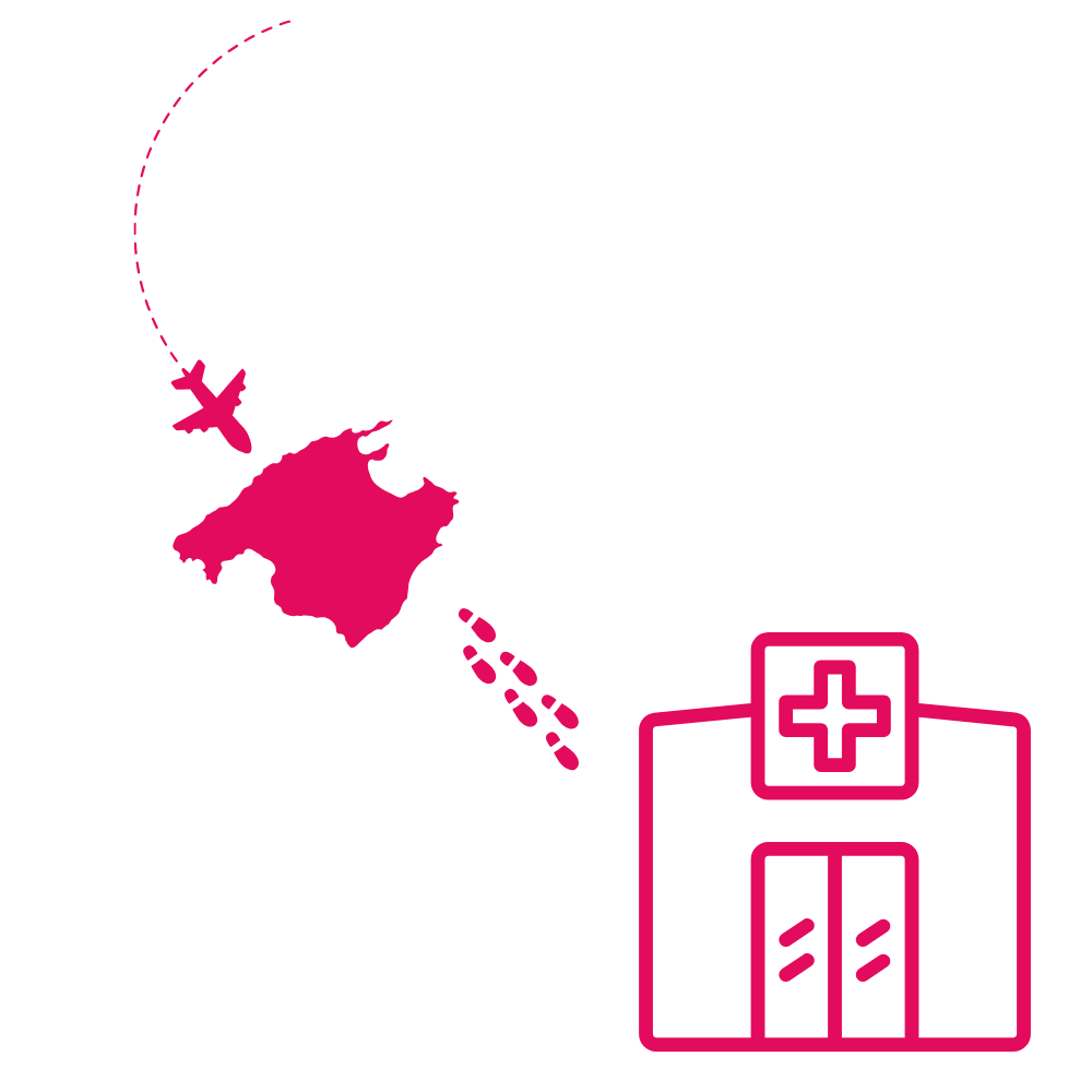 Ilustración de viaje hasta Mallorca y apertura de clínica